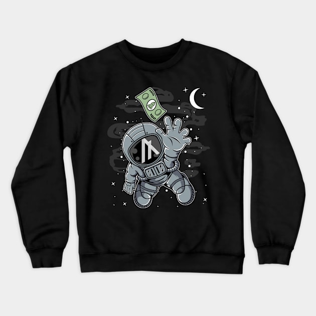 Astronaut Reaching Algorand ALGO Coin To The Moon Crypto Token Cryptocurrency Blockchain Wallet Birthday Gift For Men Women Kids Crewneck Sweatshirt by Thingking About